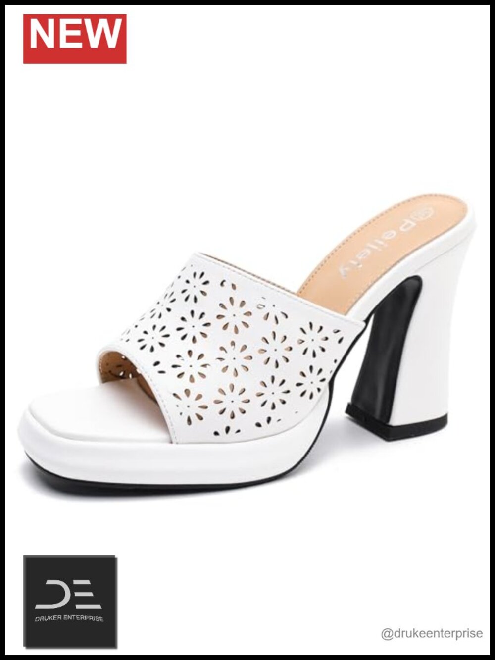Knit Platform Mule Sandals, Square Toe Block Heel Slip-On Slides, Chunky High